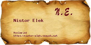 Nistor Elek névjegykártya